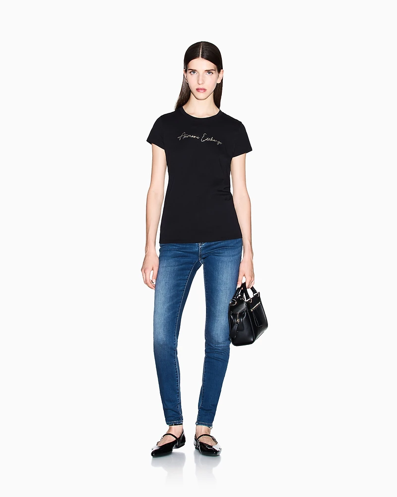 Slim fit T-shirt with glitter logo