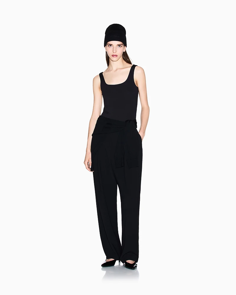 Twill pleated trousers