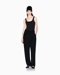 Twill pleated trousers