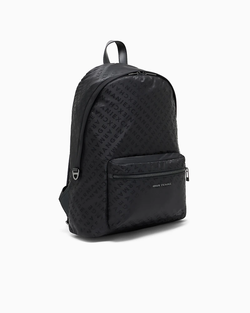 Armani Exchange - All-Over Logo Backpack, Man, Black, Size: TU