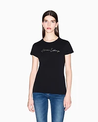 Slim fit T-shirt with glitter logo