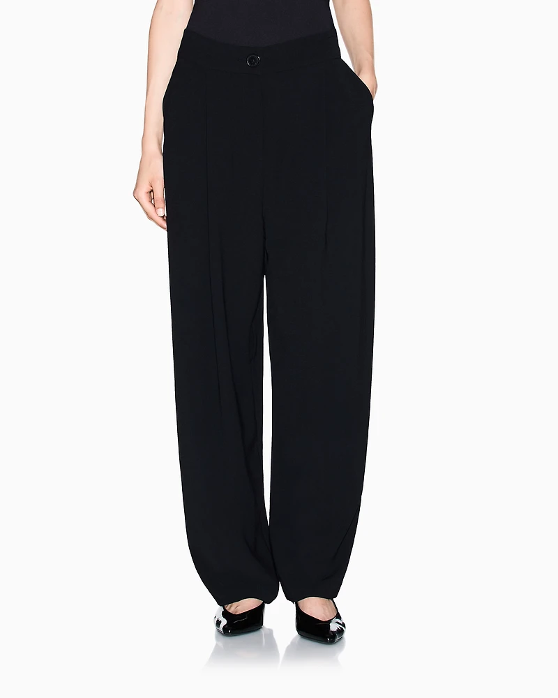 Twill pleated trousers