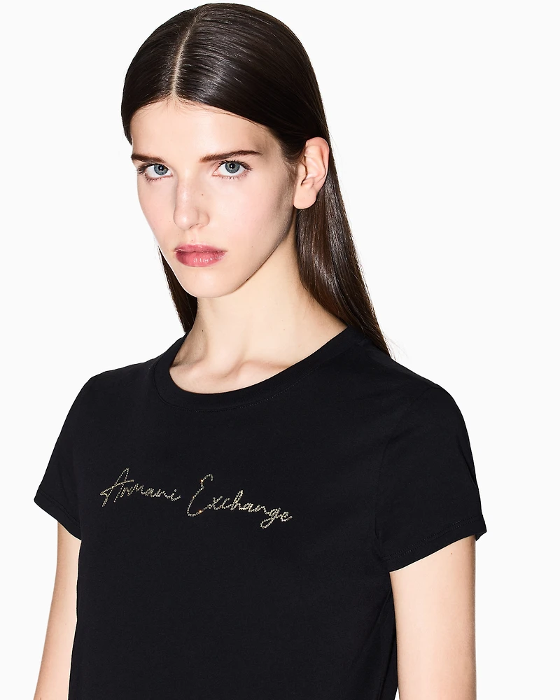 Slim fit T-shirt with glitter logo