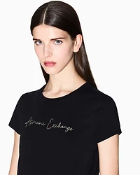 Slim fit T-shirt with glitter logo