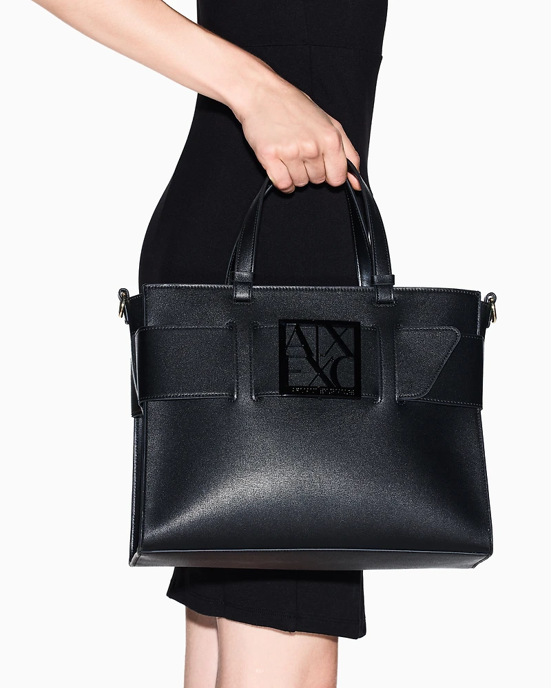 tote bag with double handles and shoulder strap