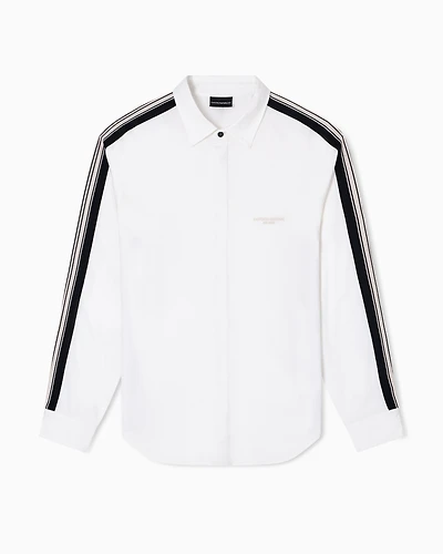 Emporio Armani - ASV slim-fit shirt Lyocell-blend jersey with bands, Man, White, Size: