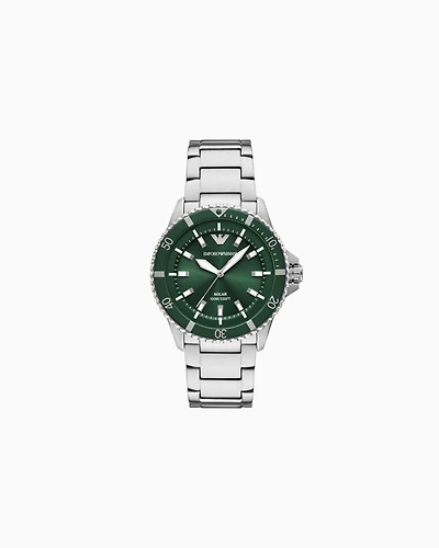 Emporio Armani - World Explorer Solar-Powered Three-Hand Stainless Steel Watch, Man, Multicolored, Size: TU