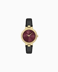 Armani Exchange -  Two-Hand Black Leather Watch, Woman, Multicoloured, Size: TU