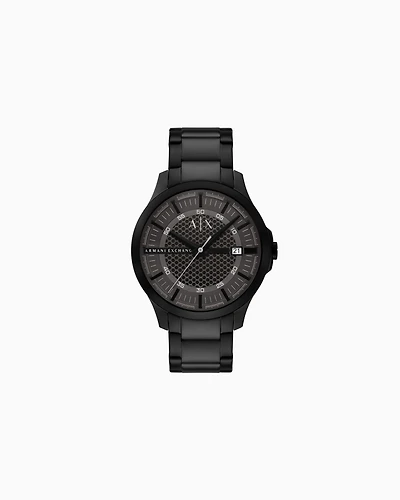 Armani Exchange -  Three-Hand Date Black Stainless Steel Watch, Man, Multicoloured, Size: TU