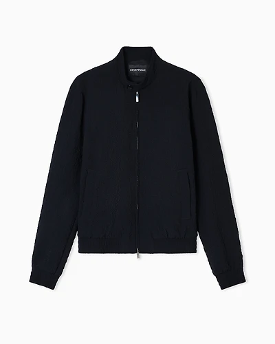 Emporio Armani - Technical seersucker fabric blouson, Man, Black, Size: