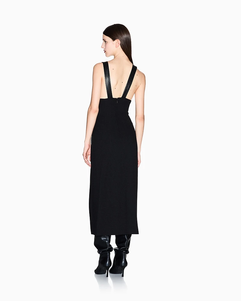 Armani Exchange - Longuette dress with slit, Woman, Black, Size: