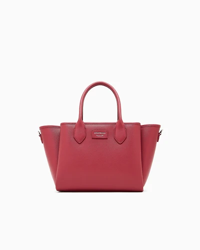 Emporio Armani - Medium shopper bag with palmellato finish, Woman, Red, Size: TU
