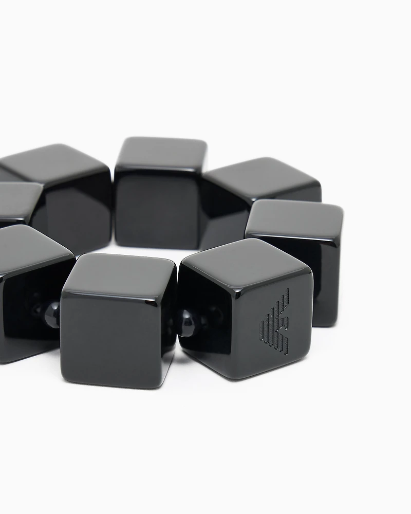 Emporio Armani - Elasticated bracelet with cubes , Woman, Black, Size: TU