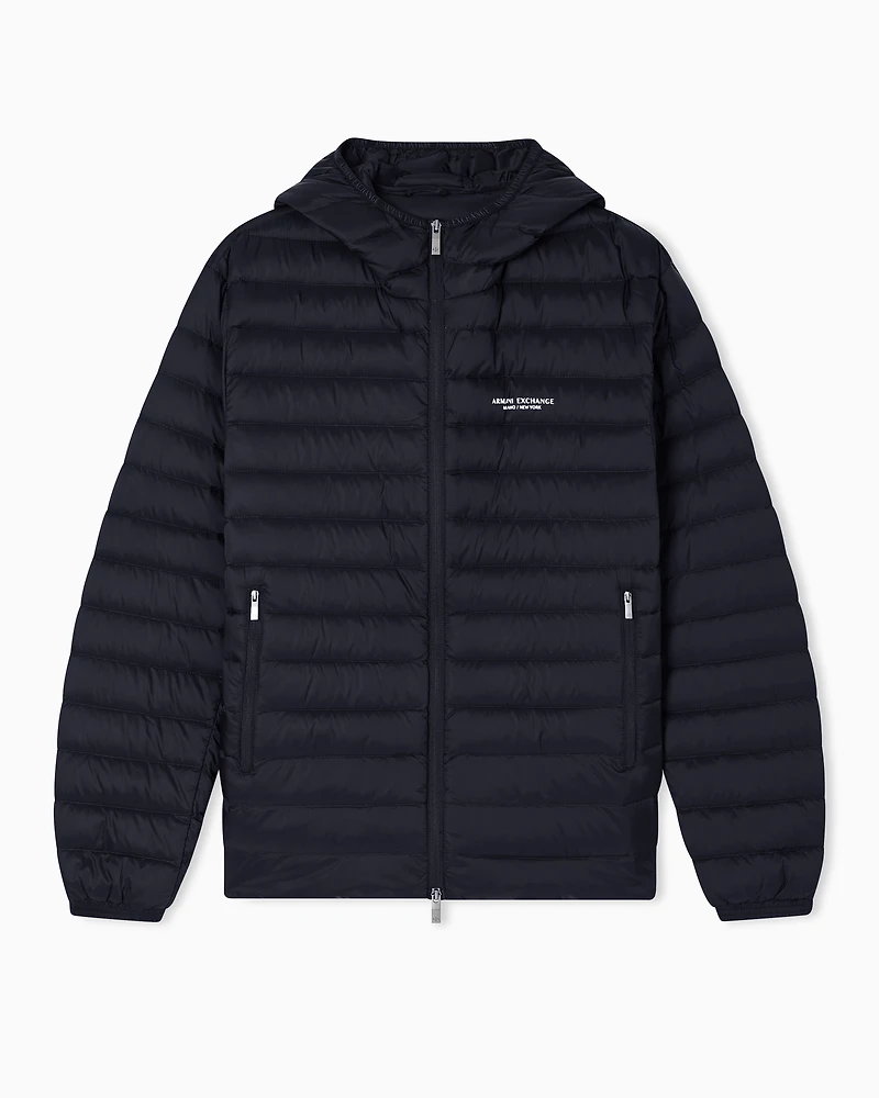 Full zip down jacket with hood