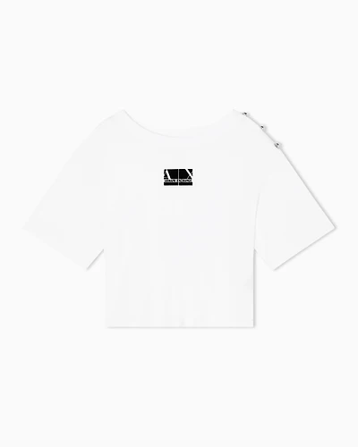 Armani Exchange - Cropped T-Shirts, Woman, White, Size:
