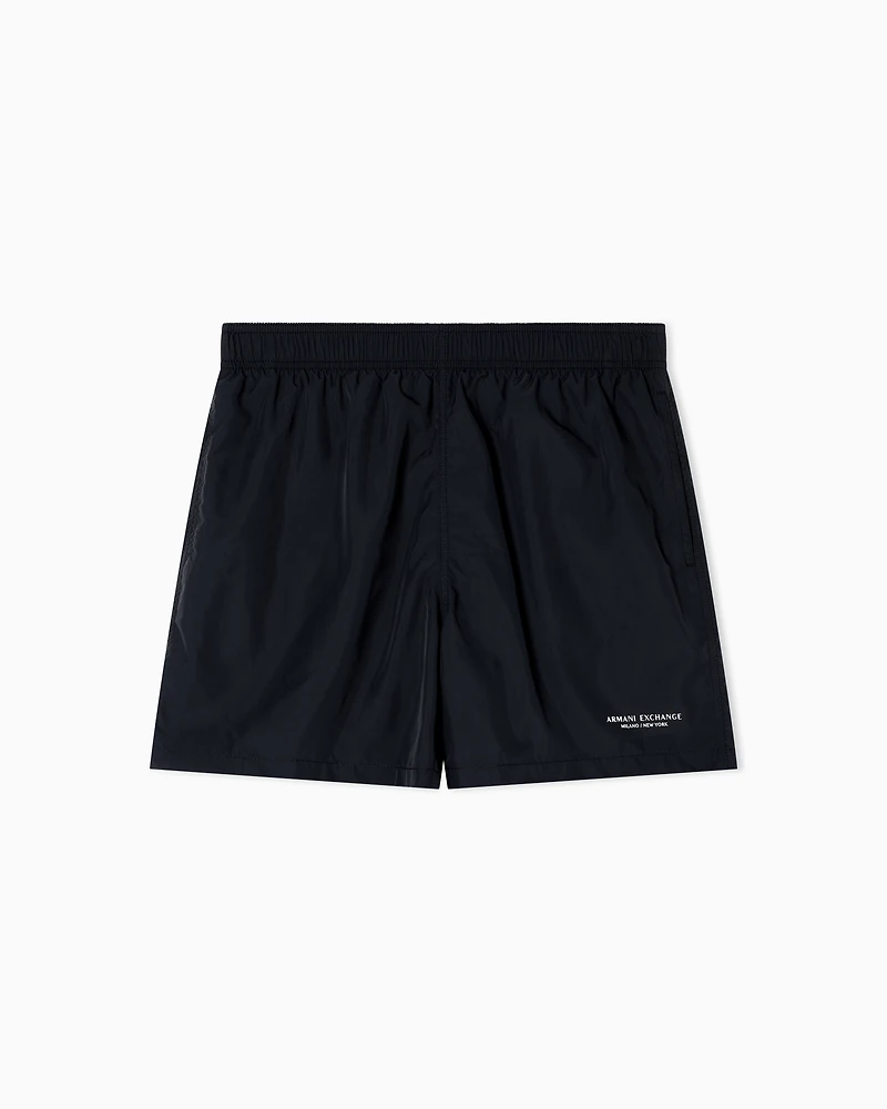 LOGO PRINT BOXER SWIM TRUNKS