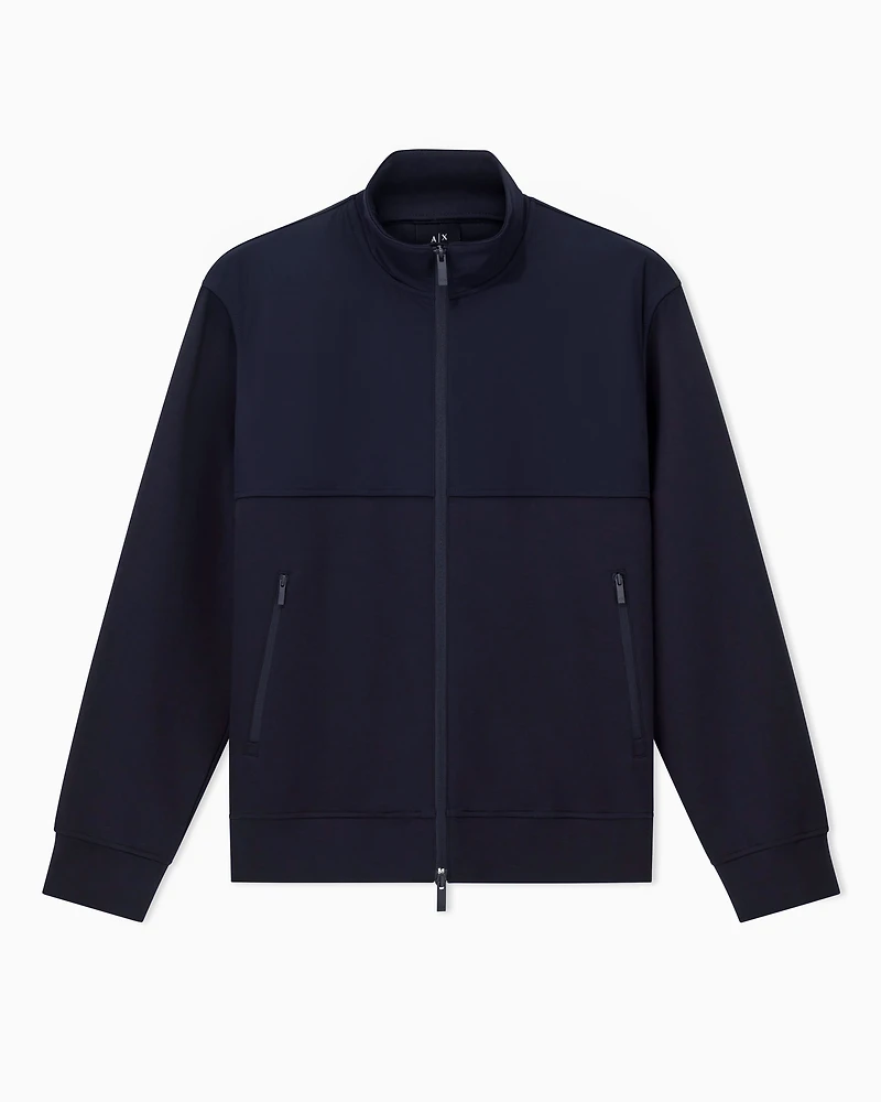 FULL ZIP STRETCH COTTON BLEND SWEATSHIRT