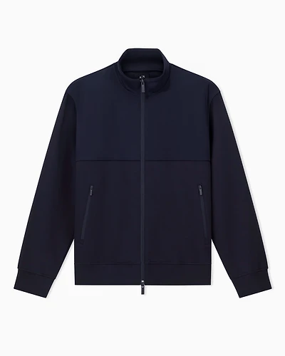 FULL ZIP STRETCH COTTON BLEND SWEATSHIRT