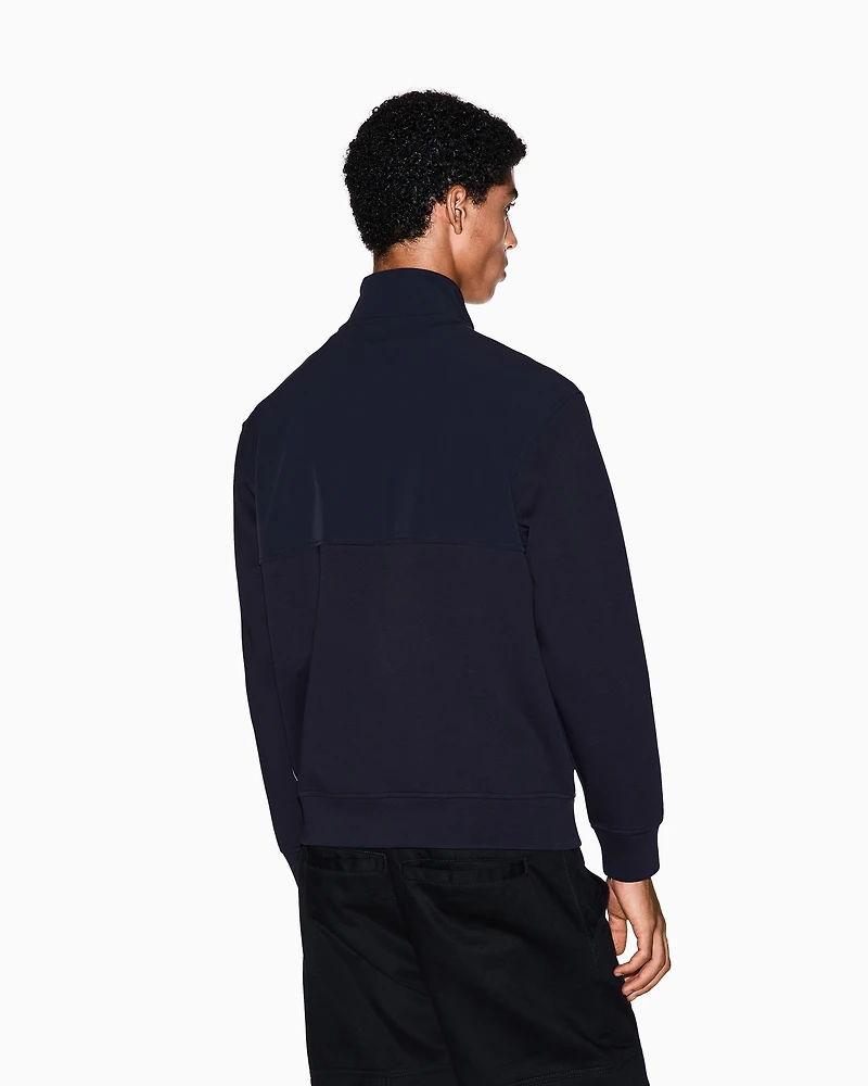 FULL ZIP STRETCH COTTON BLEND SWEATSHIRT