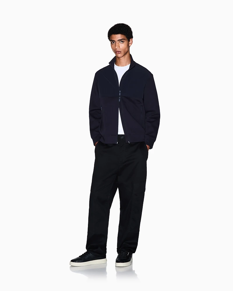 FULL ZIP STRETCH COTTON BLEND SWEATSHIRT