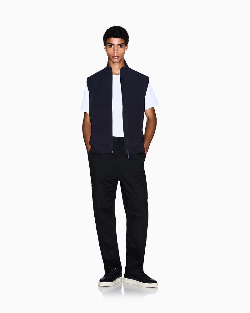NAVY FULL ZIP TWO TONE VEST