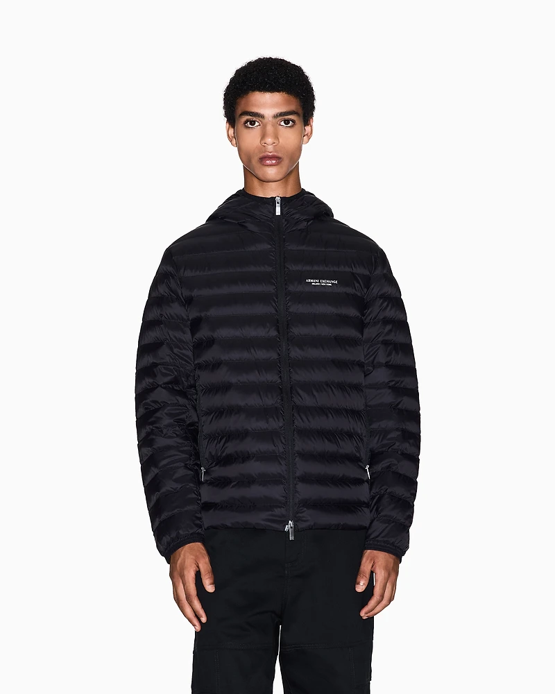Full zip down jacket with hood