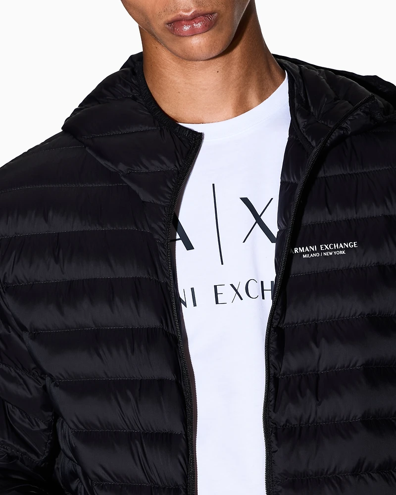 Full zip down jacket with hood