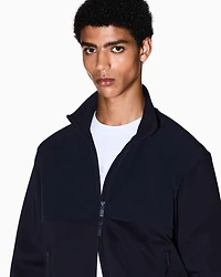 FULL ZIP STRETCH COTTON BLEND SWEATSHIRT