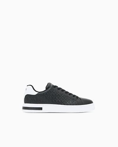 Lace-up sneakers with allover embossed logo
