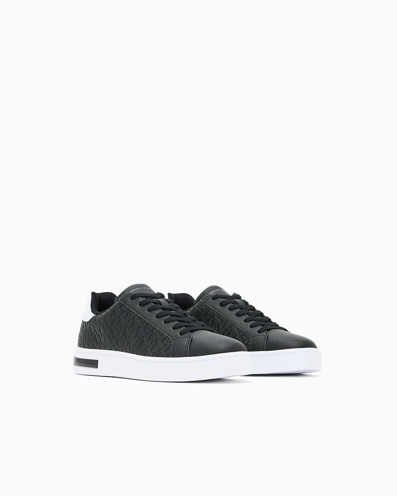 Lace-up sneakers with allover embossed logo