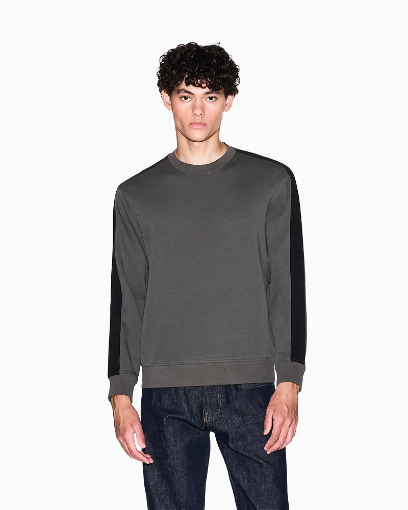 Crewneck Sweatshirt with Logo Bands