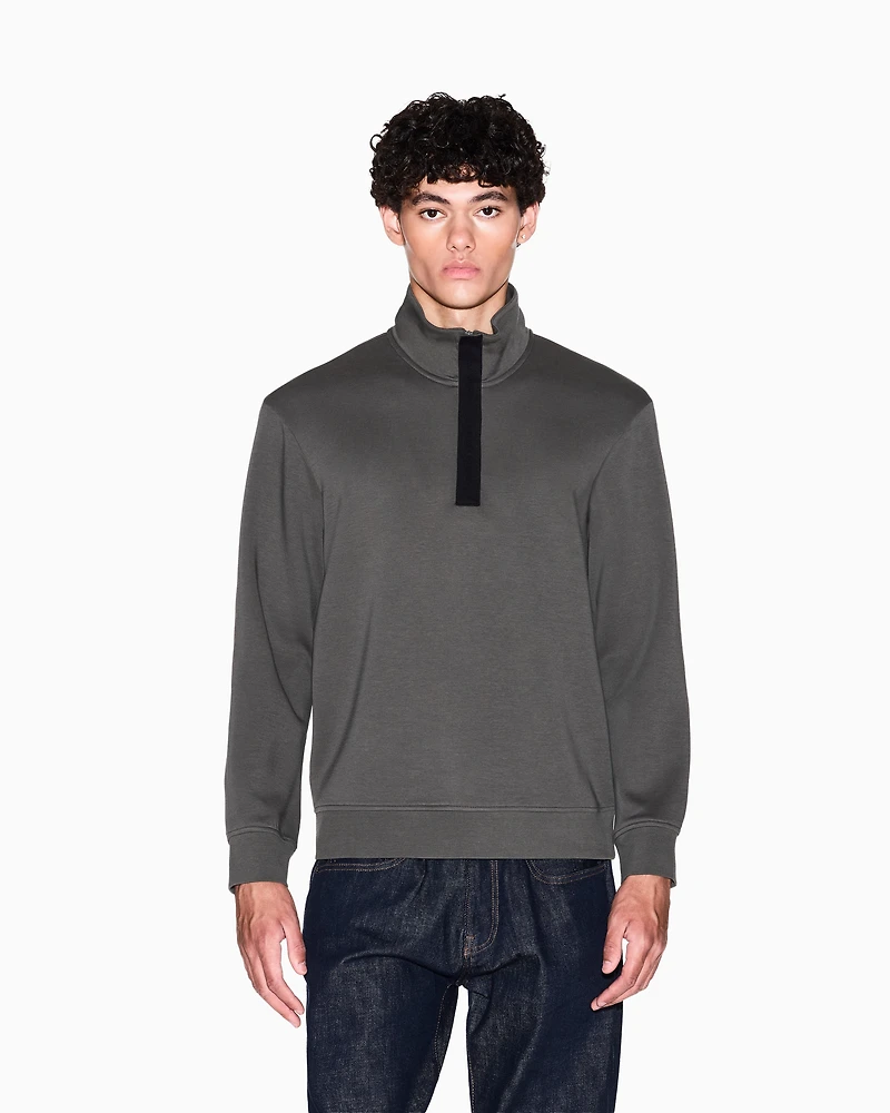 Sweatshirt with high neck and buttons