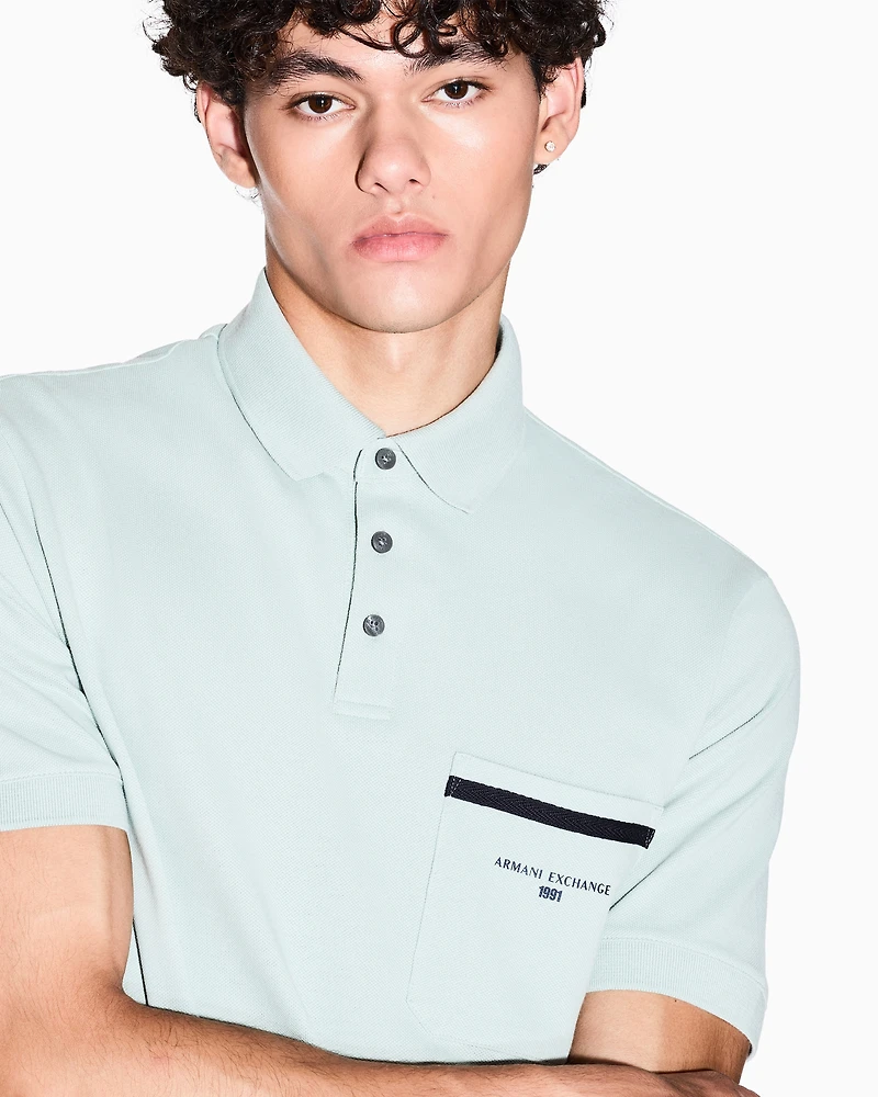 Regular pique polo shirt with pocket