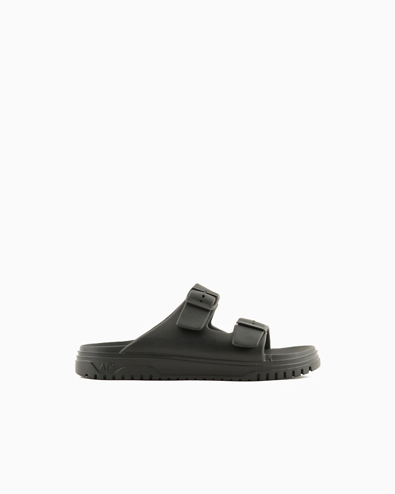 Slippers with two straps and buckles
