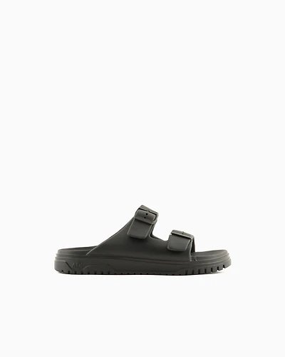 Slippers with two straps and buckles