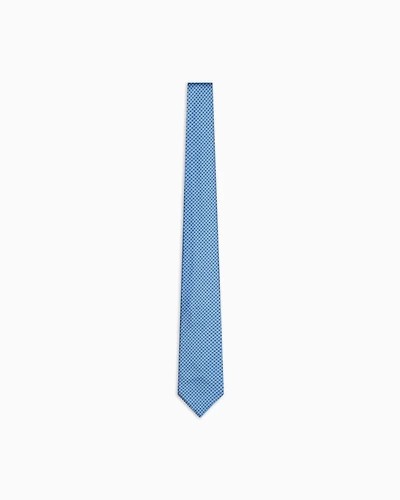 Emporio Armani - Pure silk tie with jacquard micro-motif, Man, Light Blue, Size: TU