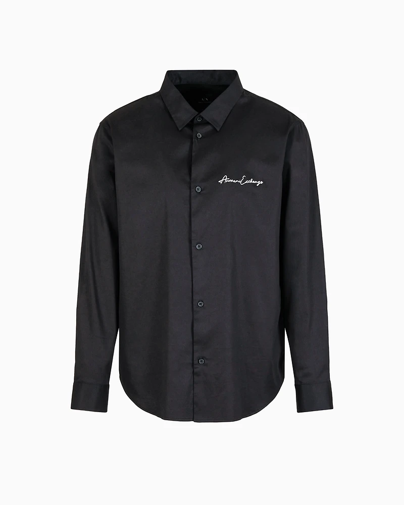 Regular fit shirt stretch satin cotton