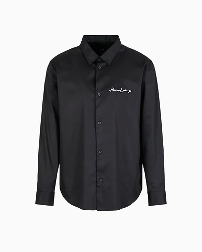 Regular fit shirt stretch satin cotton