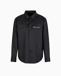 Regular fit shirt stretch satin cotton