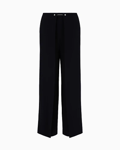 Emporio Armani - Envers satin trousers with a piercing-style closure, Woman, Black, Size:
