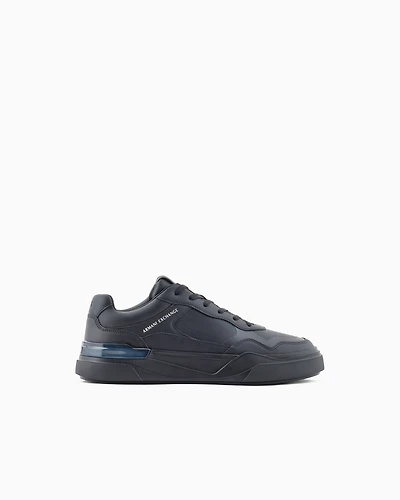 Eco-leather sneakers with decorative stitching