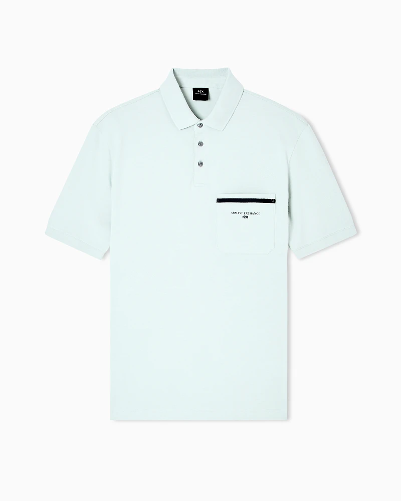 Regular pique polo shirt with pocket