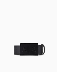 Leather belt with rectangular buckle