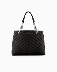 Quilted shopper bag with chain handles