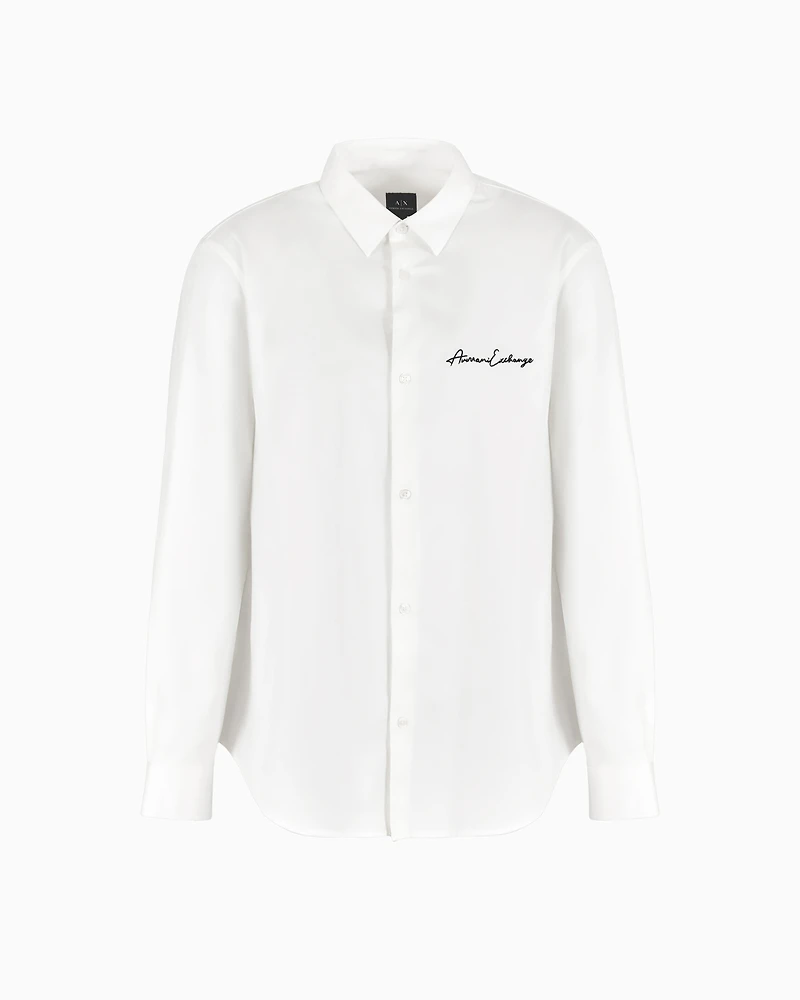 Regular fit shirt stretch satin cotton