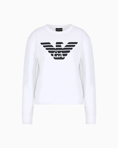 Emporio Armani - ASV organic jersey sweatshirt with logo, Woman, White, Size: