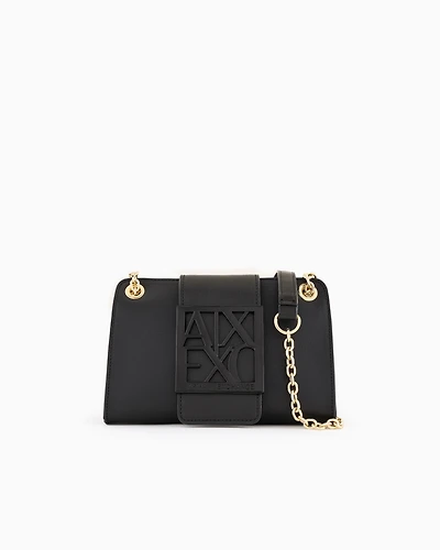 Bag with monogram logo and chain shoulder strap