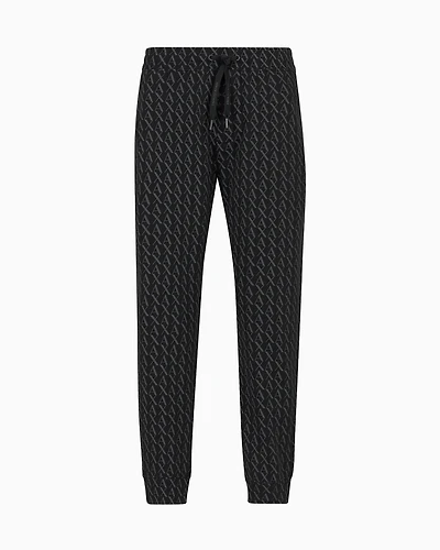 Jogger pants fabric with allover logo pattern