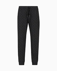 Jogger pants fabric with allover logo pattern