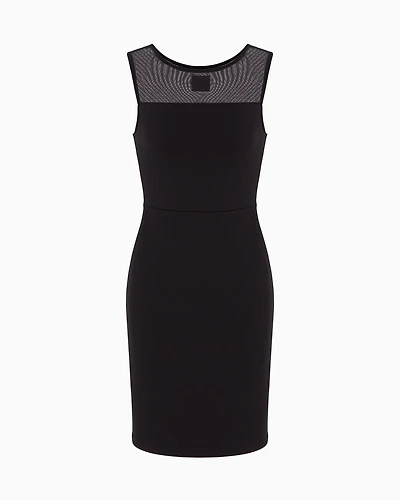 Stretch fabric sheath dress with transparent insert